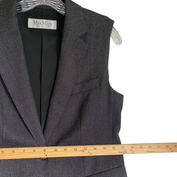 Max Mara Tweed Vest Sleeveless Jacket US 8 IT 42 Gray Wool Career Business - Picture 5 of 11